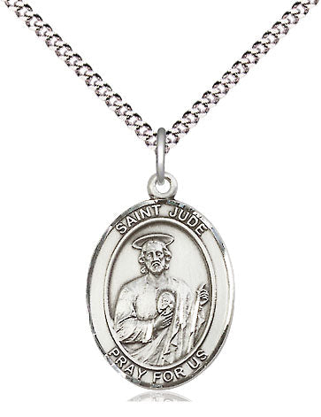 Extel Medium Oval Pewter St. Jude Pendant with 18" chain, Made in USA