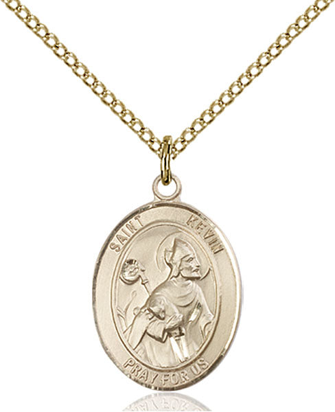 Extel Medium Oval  14kt Gold Filled St. Kevin Pendant with 18" chain, Made in USA