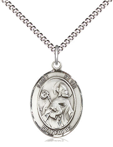 Extel Medium Oval Pewter St. Kevin Pendant with 18" chain, Made in USA