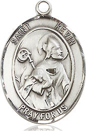 Extel Medium Oval Sterling Silver St. Kevin Pendant with 18" chain, Made in USA