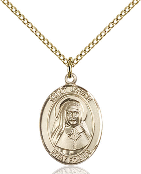 Extel Medium Oval  14kt Gold Filled St. Louise de Marillac Pendant with 18" chain, Made in USA
