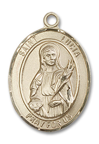 Extel Medium Oval 14kt Gold Filled St. Lucia of Syracuse Medal, Made in USA