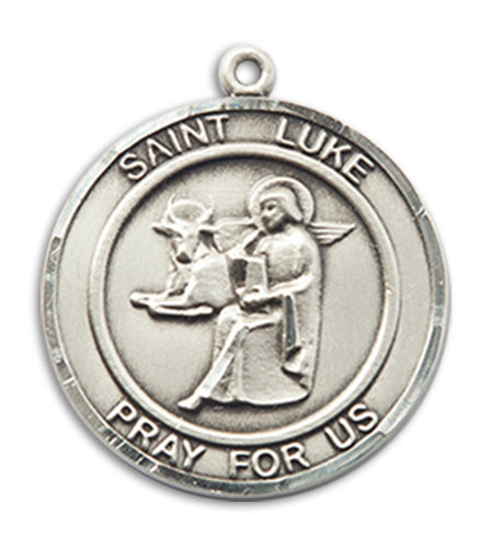 Extel Medium Round Pewter St. Luke the Apostle Medal Pendant, Made in USA