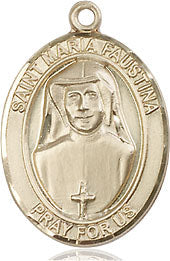 Extel Medium Oval 14kt Gold Filled St. Maria Faustina Medal, Made in USA