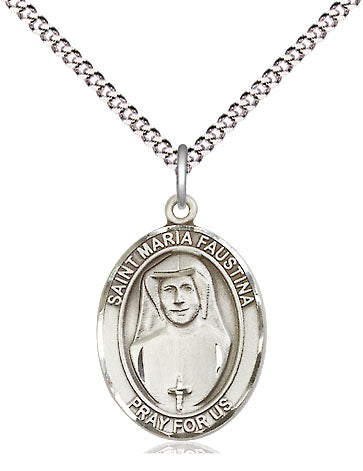 Extel Medium Oval Pewter St. Maria Faustina Pendant with 18" chain, Made in USA