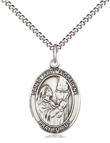 Extel Medium Oval Pewter St. Mary Magdalene Pendant with 18" chain, Made in USA