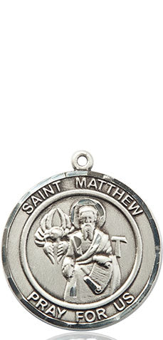 Extel Medium Round Pewter St. Matthew the Apostle Medal Pendant, Made in USA
