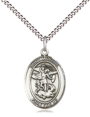 Extel Medium Oval Pewter St. Michael the Archangel  with 18" chain, Made in USA
