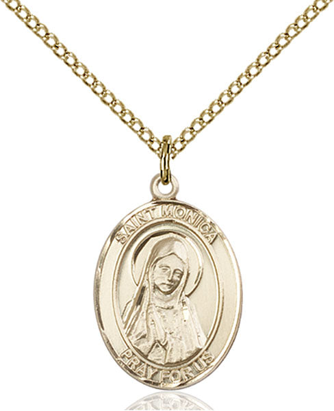 Extel Medium Oval  14kt Gold Filled St. Monica Pendant with 18" chain, Made in USA