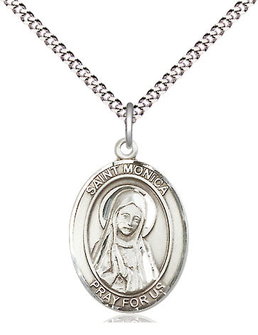 Extel Medium Oval Pewter St. Monica Pendant with 18" chain, Made in USA