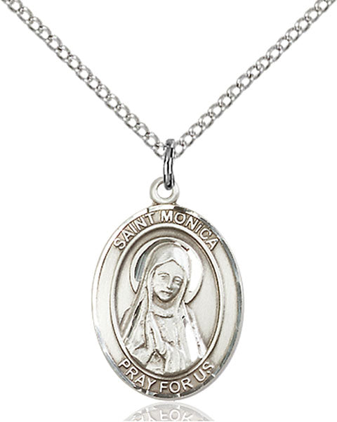 Extel Medium Oval Sterling Silver St. Monica Pendant with 18" chain, Made in USA