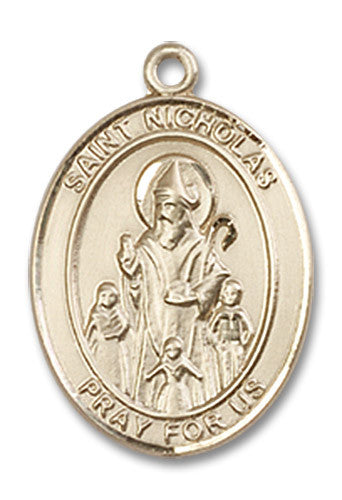 Extel Medium Oval 14kt Gold Filled St. Nicholas Medal, Made in USA