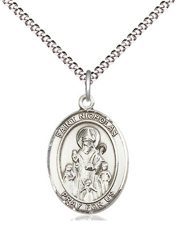 Extel Medium Oval Pewter St. Nicholas Pendant with 18" chain, Made in USA