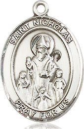Extel Medium Oval Pewter St. Nicholas Pendant with 18" chain, Made in USA