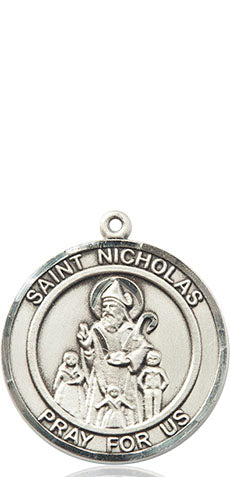 Extel Medium Round Pewter St. Nicholas Medal Pendant, Made in USA