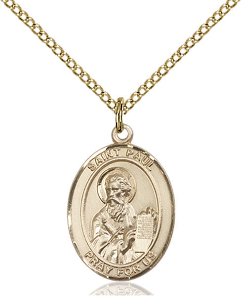 Extel Medium Oval  14kt Gold Filled St. Paul the Apostle Pendant with 18" chain, Made in USA