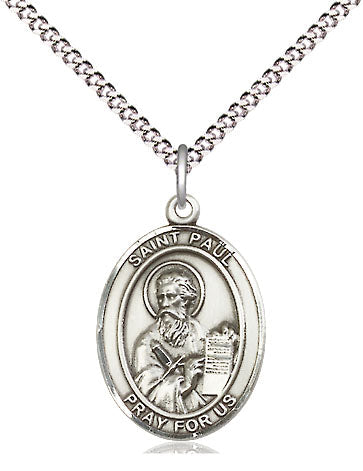 Extel Medium Oval Pewter St. Paul the Apostle Pendant with 18" chain, Made in USA