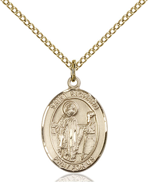 Extel Medium Oval  14kt Gold Filled St. Richard Pendant with 18" chain, Made in USA