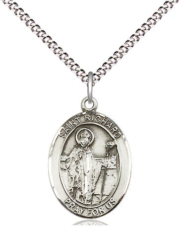 Extel Medium Oval Pewter St. Richard Pendant with 18" chain, Made in USA