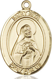 Extel Medium Oval 14kt Gold Filled St. Rita of Cascia Medal, Made in USA