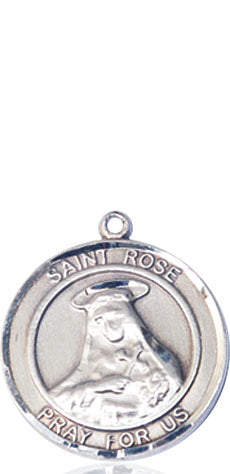 Extel Medium Round Pewter St. Rose of Lima Medal Pendant, Made in USA