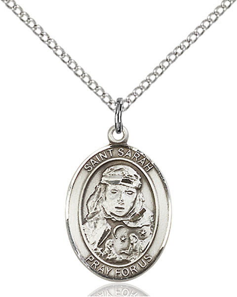 Extel Medium Oval Sterling Silver St. Sarah Pendant with 18" chain, Made in USA