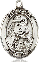 Extel Medium Oval Sterling Silver St. Sarah Pendant with 18" chain, Made in USA