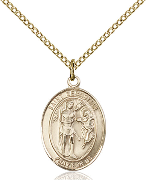 Extel Medium Oval  14kt Gold Filled St. Sebastian Pendant with 18" chain, Made in USA