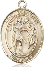 Extel Medium Oval 14kt Gold Filled St. Sebastian Medal, Made in USA