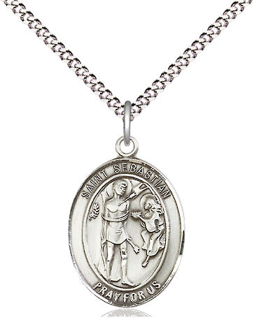 Extel Medium Oval Pewter St. Sebastian Pendant with 18" chain, Made in USA