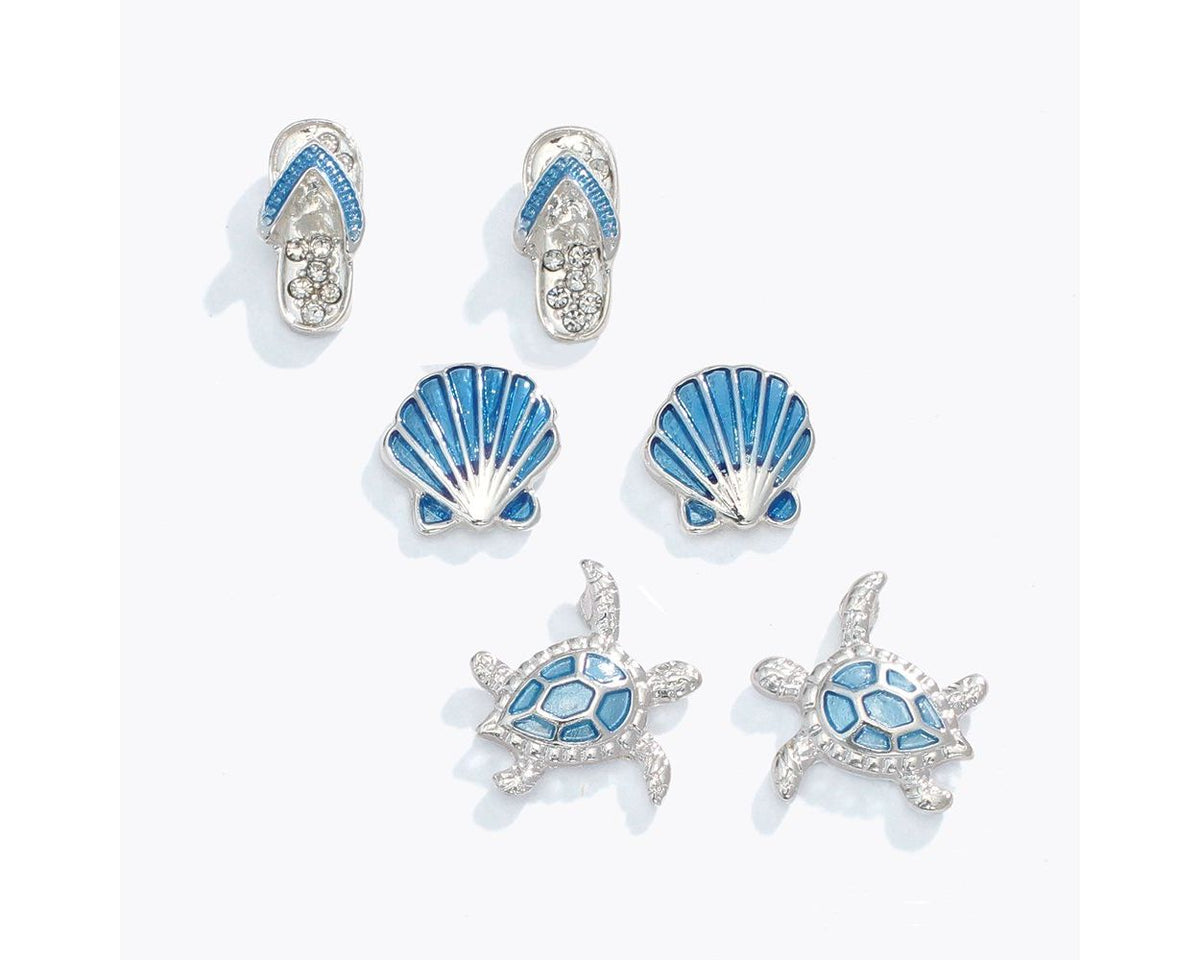 Earrings-Ocean Blue Beach Trio