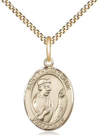 Extel Medium Oval  14kt Gold Filled St. Thomas More Pendant with 18" chain, Made in USA