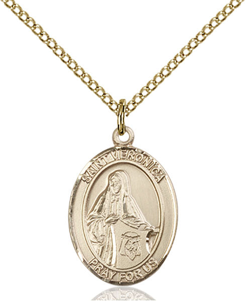 Extel Medium Oval  14kt Gold Filled St. Veronica Pendant with 18" chain, Made in USA