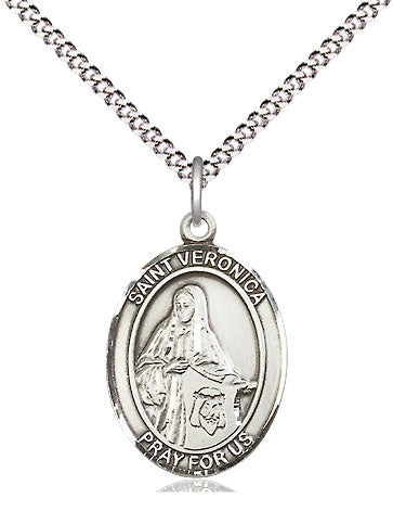 Extel Medium Oval Pewter St. Veronica Pendant with 18" chain, Made in USA