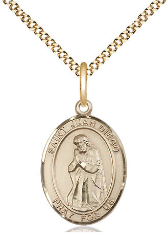 Extel Medium Oval 14Kt Gold Filled St. Juan Diego  with 18" chain, Made in USA