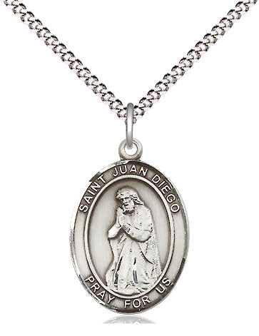 Extel Medium Oval Pewter St. Juan Diego Pendant with 18" chain, Made in USA