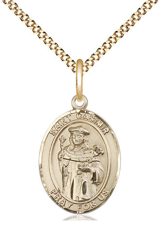 Extel Medium Oval 14Kt Gold Filled St. Casimir of Poland  with 18" chain, Made in USA