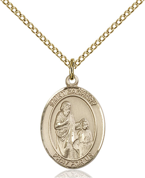 Extel Medium Oval  14kt Gold Filled St. Zachary Pendant with 18" chain, Made in USA