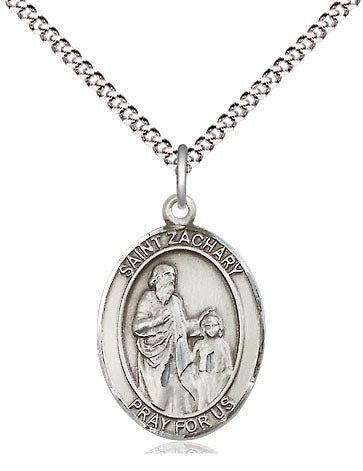 Extel Medium Oval Pewter St. Zachary Pendant with 18" chain, Made in USA