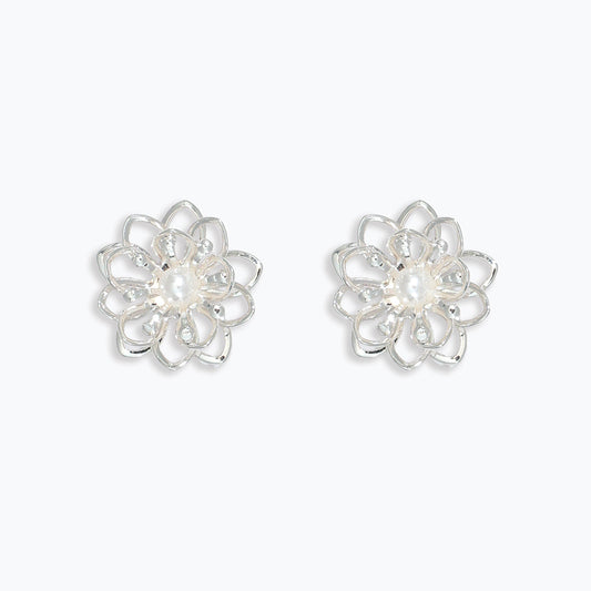 Sterling Silver Flower Earrings With Freshwater Pearls