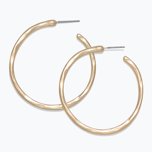Hammered Matte Gold Earrings Lightweight Everyday Wear