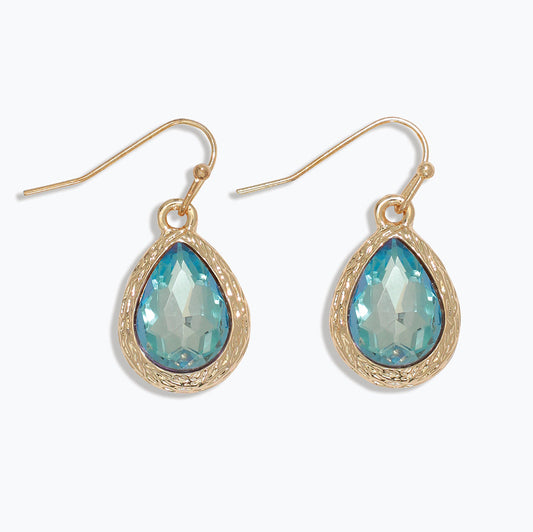 Faceted Aqua Teardrop Sterling Silver Dangle Gem Earrings