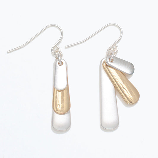 Matte Silver And Gold Dangle Earrings For Women Lightweight