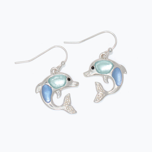 Blue Azua Silver Dolphin Earrings Ocean Inspired Collection