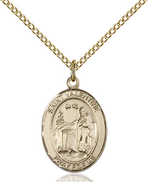 Extel Medium Oval  14kt Gold Filled St. Valentine of Rome Pendant with 18" chain, Made in USA
