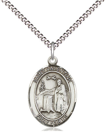 Extel Medium Oval Pewter St. Valentine of Rome Pendant with 18" chain, Made in USA