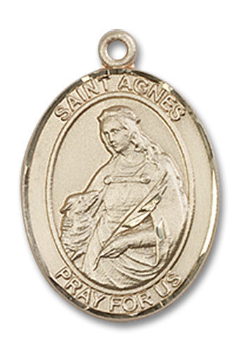 Extel Medium Oval 14kt Gold Filled St. Agnes of Rome Medal, Made in USA