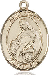 Extel Medium Oval  14kt Gold Filled St. Agnes of Rome Pendant with 18" chain, Made in USA