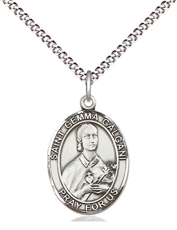 Extel Medium Oval Pewter St. Gemma Galgani Pendant with 18" chain, Made in USA