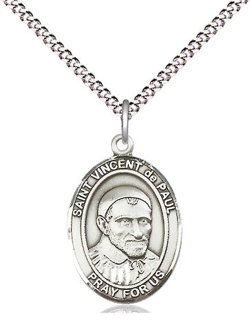 Extel Medium Oval Pewter St. Vincent de Paul Pendant with 18" chain, Made in USA